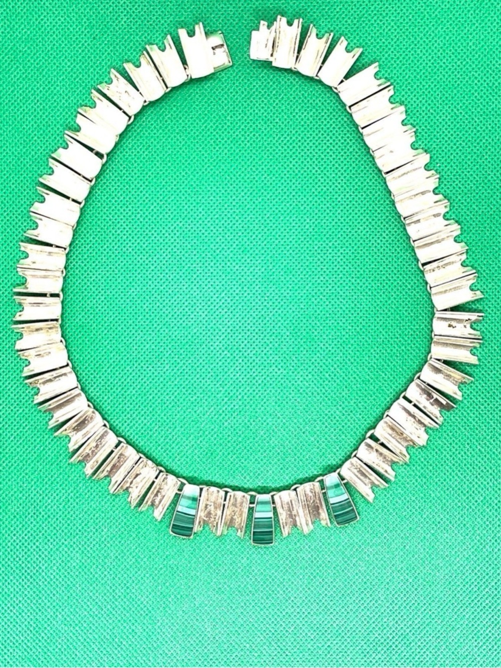 Sterling Taxco Malachite Necklace